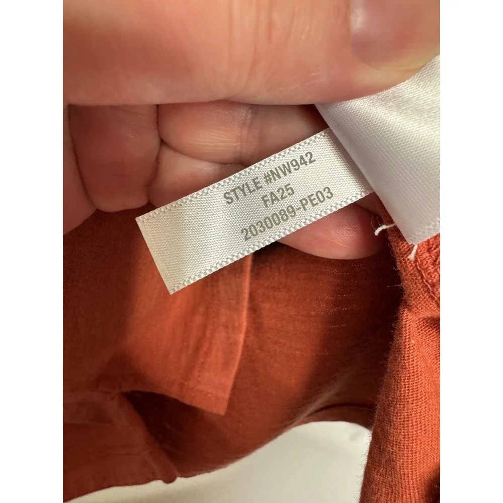 Madewell XS Smocked Long Sleeve Top in Soft Slub Faded Brick Cotton Pullover NWT